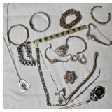Brilliant Vintage Costume Jewelry Collection - Silver - (20) Brilliant Vintage Costume Jewelry Collection - Silver - (20)