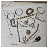 Brilliant Vintage Costume Jewelry Collection - Silver - (20) Brilliant Vintage Costume Jewelry Collection - Silver - (20)