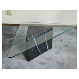 Spanish Nero Marquise Marble Post Modern Pedestal Cocktail Table *Vintage 1989* Spanish Nero Marquise Marble Post Modern Pedestal Cocktail Table *Vintage 1989*