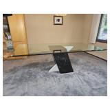 Spanish Nero Marquise Marble Post Modern Pedestal Dining Table *Vintage 1989* Spanish Nero Marquise Marble Post Modern Pedestal Dining Table *Vintage 1989*