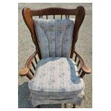 Antique wingback wooden rocking chair