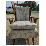 Antique wingback wooden rocking chair