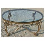 Hallway table, Iron base glass-top