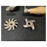 Russwin and a Universal cast iron vintage hand-crank meat grinders