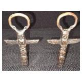 2 Iron totem pole bottle openers