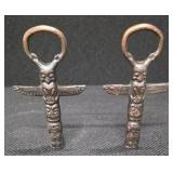 2 Iron totem pole bottle openers