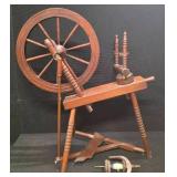 Antique wooden spinning wheel