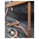 Antique wooden spinning wheel