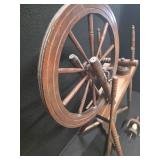 Antique wooden spinning wheel