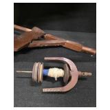 Antique wooden spinning wheel