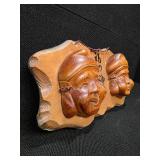 Japanese wood-carved lucky god wall art