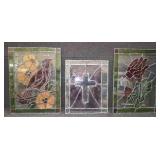 3 pieces of stained glass