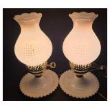 MCM / Vintage Boudoir Milk Glass Hobnail Lamps