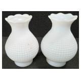 MCM / Vintage Boudoir Milk Glass Hobnail Lamps