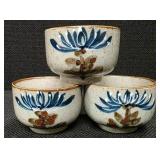 Otagiri Style MCM Vintage Teacups,  Lotus Speckled Blue / Brown