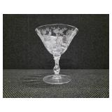 Vintage Cambridge Rose etched tumblers (7), cocktail glasses (4) and Dutton shape Pitcher