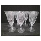 Vintage Cambridge Rose etched tumblers (7), cocktail glasses (4) and Dutton shape Pitcher
