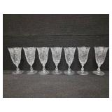 Vintage Cambridge Rose etched tumblers (7), cocktail glasses (4) and Dutton shape Pitcher