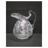 Vintage Cambridge Rose etched tumblers (7), cocktail glasses (4) and Dutton shape Pitcher