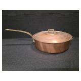 Large Copper Pan With lid and Brass handles