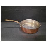 Large Copper Pan With lid and Brass handles