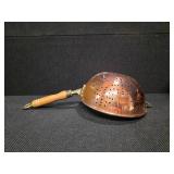 Copper pot and strainer with brass handles