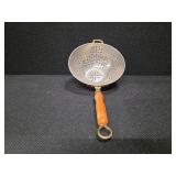 Copper pot and strainer with brass handles