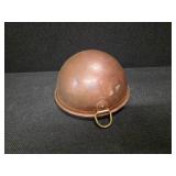 Copper pot and strainer with brass handles