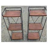2 Three-teir metal/wood shelving units