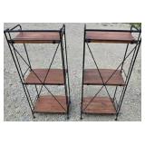 2 Three-teir metal/wood shelving units