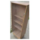 Melamine display cabinet with clear plastic door, locks, 2 keys and 4 wheels