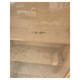 Melamine display cabinet with clear plastic door, locks, 2 keys and 4 wheels