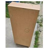 Melamine display cabinet with clear plastic door, locks, 2 keys and 4 wheels