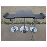 Bar height table and 2 matching rotating bar stools