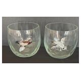 Vintage Ned Smith Waterfowl Lowball Glasses