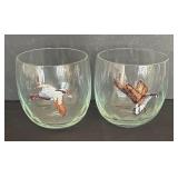 Vintage Ned Smith Waterfowl Lowball Glasses