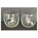 Vintage Ned Smith Waterfowl Lowball Glasses
