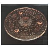 Vintage Tiffin Glass Shaggy Rose Pink Depression Glass Cake Plate