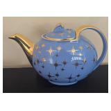 Vintage Periwinkle and Gold Atomic Teapot by Hall