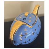Vintage Periwinkle and Gold Atomic Teapot by Hall