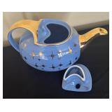 Vintage Periwinkle and Gold Atomic Teapot by Hall