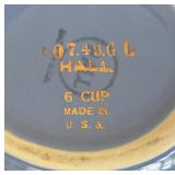 Vintage Periwinkle and Gold Atomic Teapot by Hall