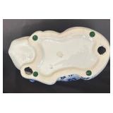 Blue and White Sleeping Cat Decor with Hand Painted Design