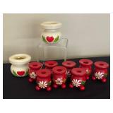 Variety of Vintage Wooden Scandinavian Folk Art Candle Holders