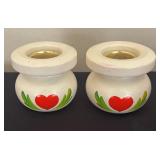 Variety of Vintage Wooden Scandinavian Folk Art Candle Holders