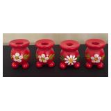 Variety of Vintage Wooden Scandinavian Folk Art Candle Holders