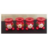 Variety of Vintage Wooden Scandinavian Folk Art Candle Holders
