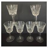 Set of Six Waterford Lismore Claret Wine Glasses