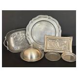 Pretty Pewter and Silver Plated Platters, Petite Plates, Domed Dish and More