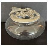 Vintage Seagull Pewter Potpourri Bowl / Jar with a Pewter Lid featuring a Hummingbird Design